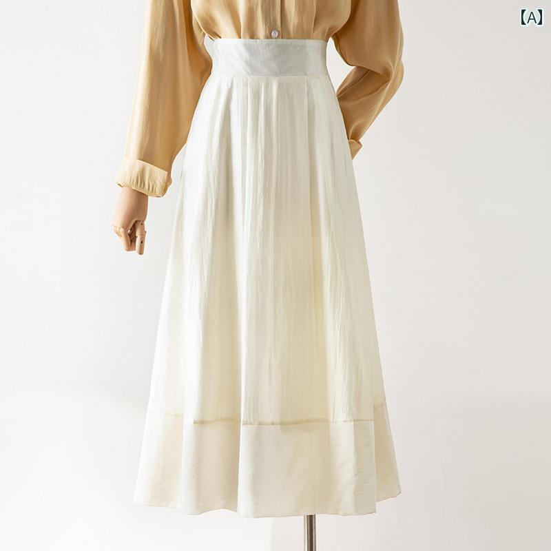 スカート ハイウエスト 大きめシルエット 体型カバー ミモレ丈 夏 Aライン フレア 無地 シンプル 着やせ