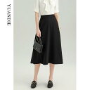 スカート レディース 春長袖 ハイウエスト Aライン ロング ブラック フレア アンクル丈 仕事用