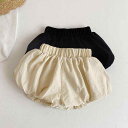 ブルマ キッズ 女の子 かぼちゃパンツ 春夏 ウエストゴム ショート 薄手 ゆったり おしゃれ カジュアル シンプル 無地 黒 アイボリー