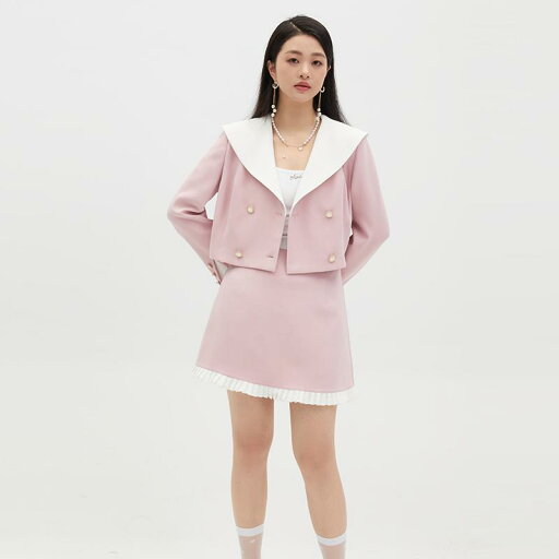 セットアップ レディース かわいい 大きいサイズ ジャケット ミニスカート ピンク 秋 長袖 Vネック ショート シンプル 体型カバー スタイリッシュ セットアップ レディース かわいい 大きいサイズ ジャケット ミニスカート ピンク 秋 長袖 Vネック ショート シンプル 体型カバー スタイリッシュ