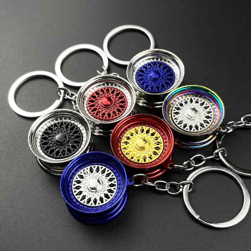 ホイール キーホルダー 金属 車 チェーン ペンダント メンズ ギフト 光沢 リング ストラップ ブレーキ ..