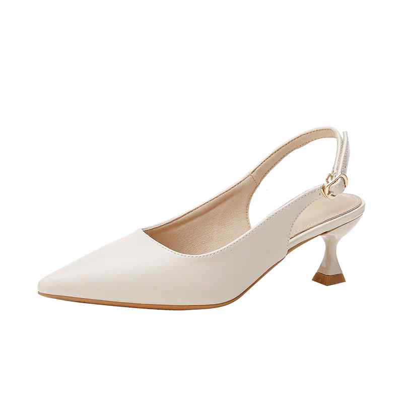 ポインテッドトゥ ミュール 大人 上品 エレガント レディース オフィス 普段使い ストラップ PUレザー 柔らかい シンプル 無地 おしゃれ 黒 アプリコット