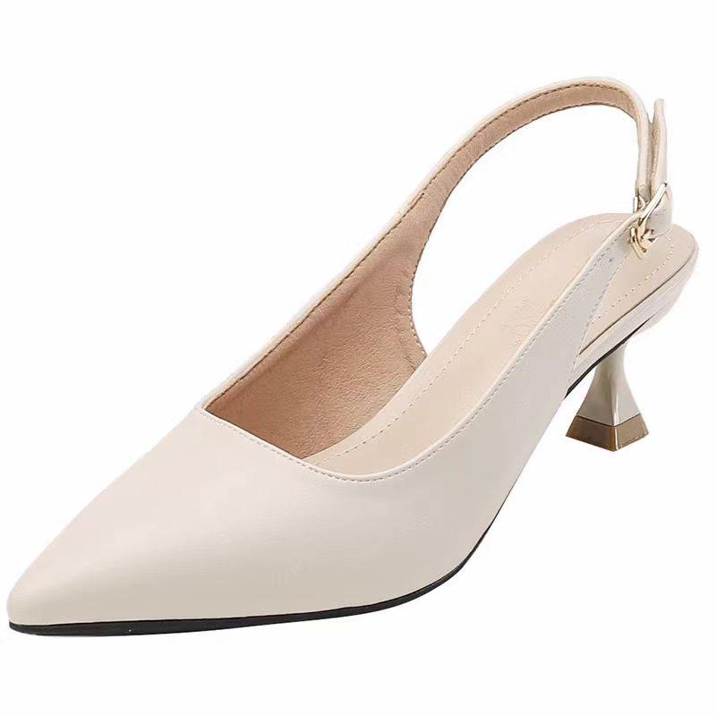 ポインテッドトゥ ミュール 大人 上品 エレガント レディース 細ヒール バックストラップ オフィス 普段使い 夏 韓国 シンプル 無地 おしゃれ アイボリー 黒