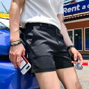 ショートパンツ メンズ 夏 薄手 韓国 スリム ビーチ スラックス シンプル カジュアル おしゃれ 普段使い 大きいサイズ セット ポケット 黒 グレー