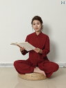 坐禅 服 レディース 中国風 セットアップ チャイナボタン スタンドカラー 瞑想 居士 唐装 仏教 寺院 礼拝 修行 太極拳 ヨガ ゆったり 大きいサイズ 通気...