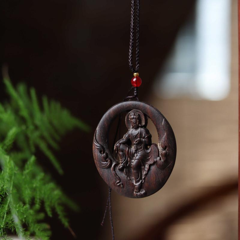 仏陀 ペンダント お守り ビーズ ストラップ 菩薩 チャイナ風 沈香 観音 ネックレス 透かし彫り 車 吊り..