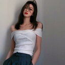 オフショルダー クロスネック セクシー トップス レディース ショート丈 個性 夏 ブラック