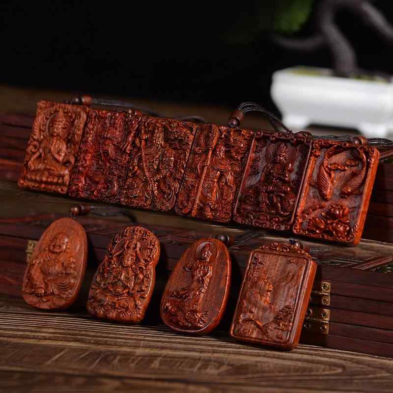 仏陀 ペンダント お守り ビーズ ストラップ 菩薩 アフリカン ローズウッド 精巧 彫刻 観音 男女兼用 エ..