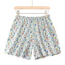 トランクス レディース 綿 パジャマ ハイウエスト ゆったり 大きいサイズ プリント ルームウェア 花柄 レース 薄手 夏 おしゃれ 白 青 赤