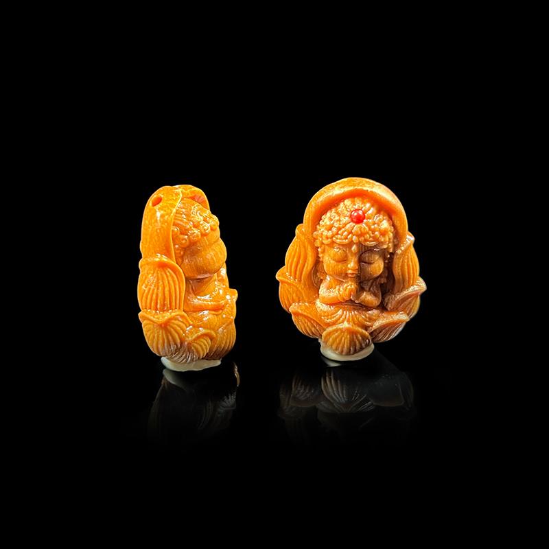 仏陀 ペンダント トップのみ お守り 菩薩 チャイナ風 サンダルウッド 彫刻 蓮 観音 手作り アクセサリー ネックレス 小さめ エスニック