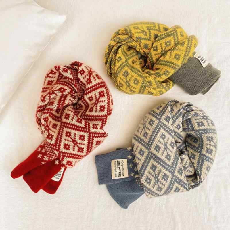 マフラー 男の子 女の子 秋冬 ニット 防寒 おしゃれ 編み込み 子供 スカーフ