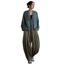 チャイナ風 レディース 座禅 瞑想 服 コットンリネン 春秋 ゆったり カーディガン トップス バルーンパンツ シンプル カジュアル フリーサイズ 茶 青 赤