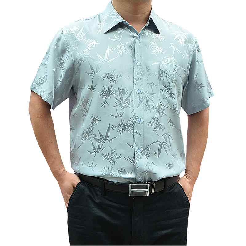 シャツ メンズ 前開き 半袖 赤 ビジネス カジュアル ゆったり 夏 伝統柄