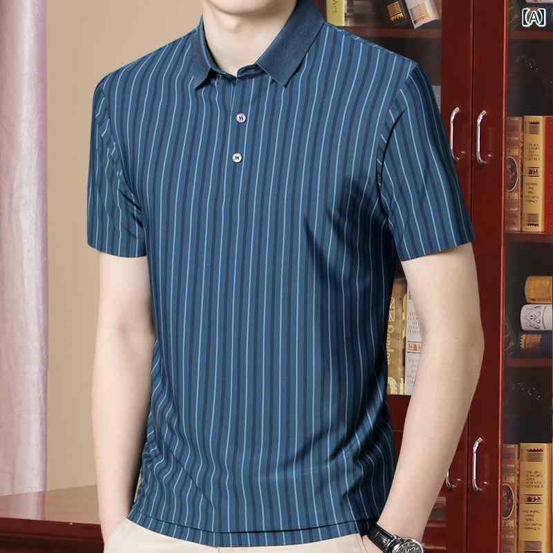 Tシャツ メンズ おしゃれ 50代 60代 男性 夏 ストライプ 半袖 着心地 快適 伸縮性