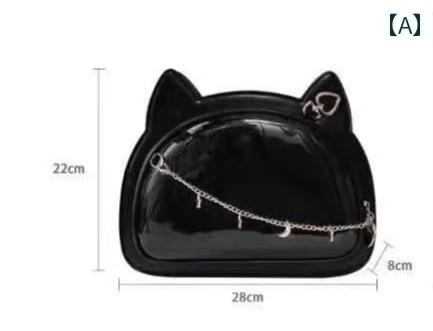 ショルダーバッグ 可愛い 大人 レディース クロス ボディ シングル ハンド 猫 リュック クリア 痛 2次元 甘い 万能 光沢 コスプレ 黒 白 赤