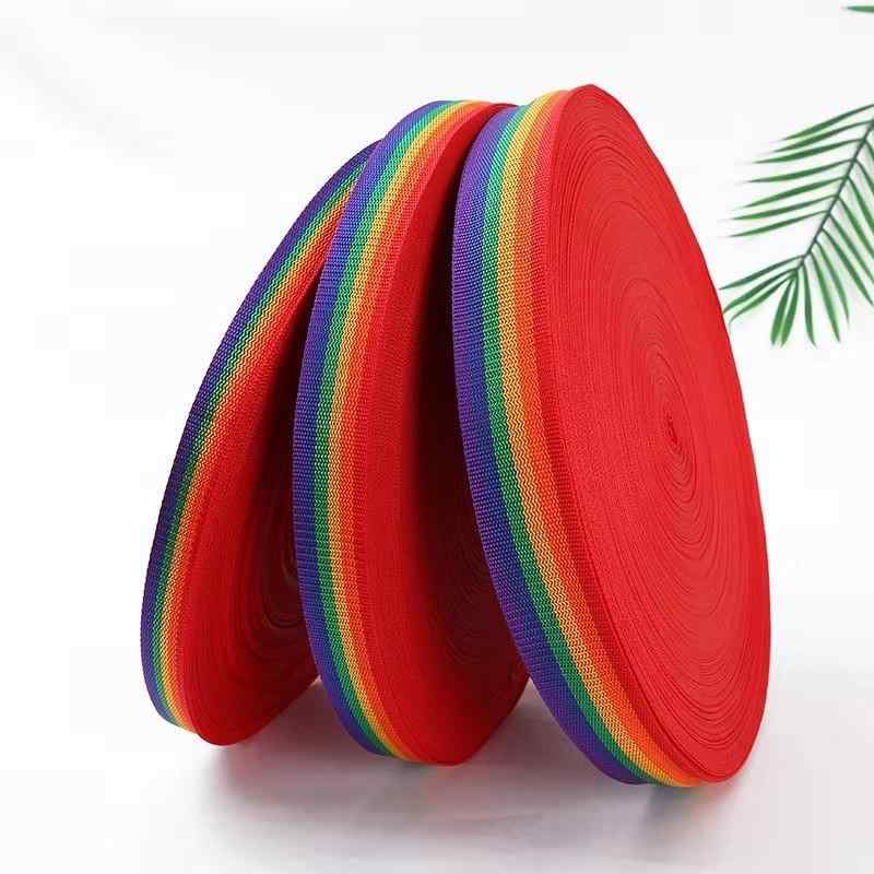 幅広 テープ 手芸 レインボー ストライプ ポリプロピレン ハンドメイド 入園準備 縁取り リボン 持ち手 黒 シンプル 無地 カラフル トートバッグ