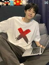 tシャツ メンズ おしゃれ X グラデーション プリント 半袖 Tシャツ メンズ 夏 コットン カジュアル