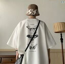 tシャツ メンズ おしゃれ シティボーイ アメリカン ホワイト バタフライ プリント 半袖 Tシャツ メンズ 夏 カジュアル クルーネック(4)