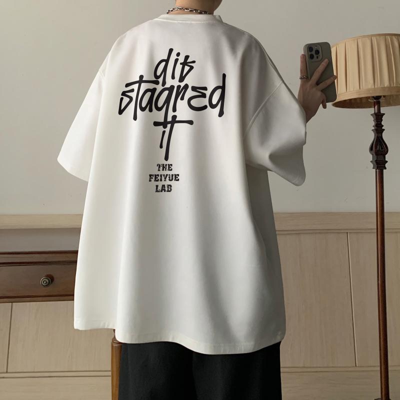 tシャツ メンズ おしゃれ 半袖 Tシャツ メンズ 夏 ヴィンテージ風 ゆったり 英字プリント カジュアル 白 黒 ストリート トップス