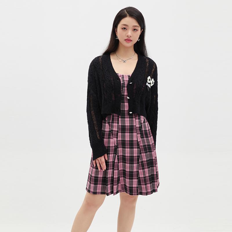 大きいサイズ レディース 紫色 チェック柄 プリーツ キャミソール 夏 体型カバー ゆったり スリム 涼しい