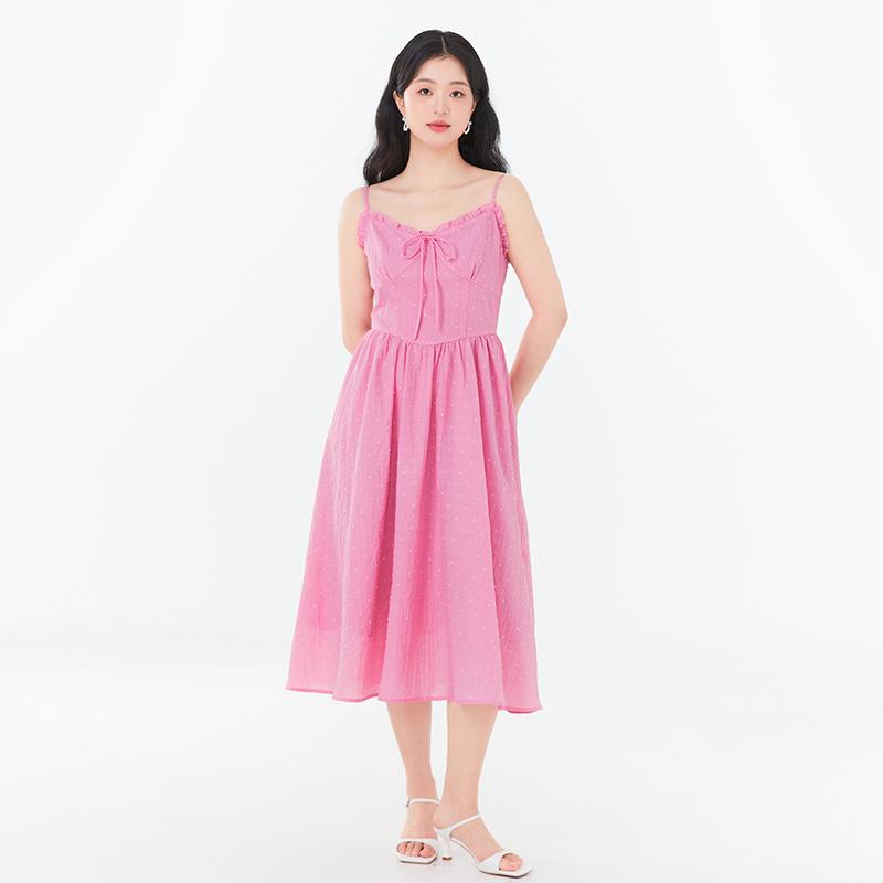 大きいサイズ レディース ノースリーブ マキシ丈 ピンク フレア シンプル 夏 かわいい 着やせ 効果 轻やか
