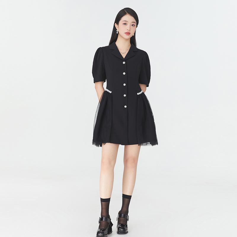 Other - 大きいサイズ レディース ブラック パフスリーブ フレア シースルー 夏 Vネック フレンチ 体型カバー 女性用