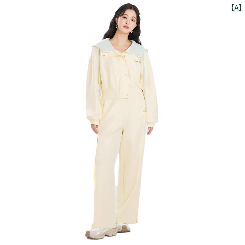 大きいサイズ レディース スポーツ スウェット セットアップ 秋 ジャケット 着瘦せ効果 クリーム色