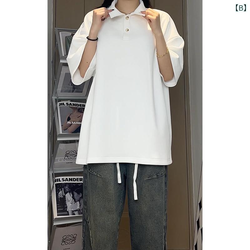 フロントップ楽天市場店のtシャツ メンズ おしゃれ メンズ ポロシャツ 半袖 無地 ボタン 夏 カジュアル アメリカン シンプル 白｜アングル2