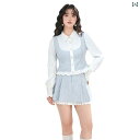大きいサイズ レディース セットアップ スカート 白 長袖 シャツ レイ 秋 オフィスカジュアル ミニスカート ブラウス リボン
