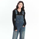 大きいサイズ レディース デニム オーバーオール ストレート ワイド 秋 カジュアル ジーンズ 体型カバー(4)