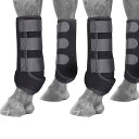 乗馬用品 プロテクター 肢巻 前 後脚 ネオプレン 面ファスナー ソフト ストレッチ 断熱 防水 通気 衝突防止 競技 馬具 シンプル 黒 2個セット