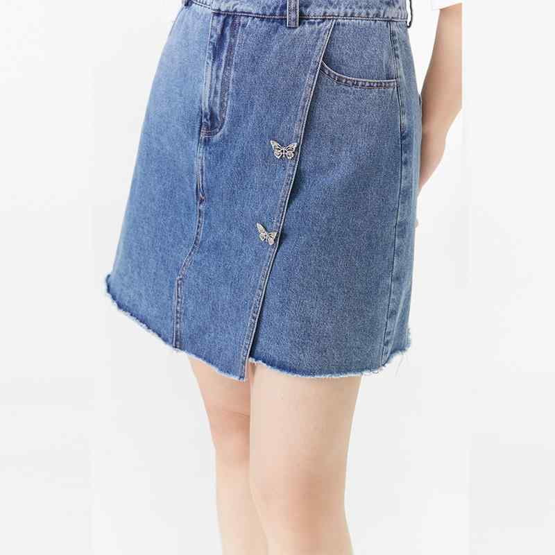 サイズ: L.XL.XXL.XXXL.M ウエストタイプ: ハイウエスト カラー: デニムブルー スカートタイプ: Aラインスカート スカート丈: ショートスカート 厚さ: 標準 シルエット: ゆったり デザイン: アシンメトリー 素材: 綿.ポリエステル.再生繊維