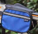 自転車 バッグ トップ チューブ マウンテンバイク ダブル ファスナー リフレクター 水筒 レインコート 工具 サイクリング シンプル 黒 青 オレンジ
