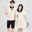カップル お揃い 服 ポロシャツ 夏 半袖 メンズ トップス 黒 ショートパンツ セットアップ レディース ワンピース おしゃれ カジュアル デート 普段使い ...