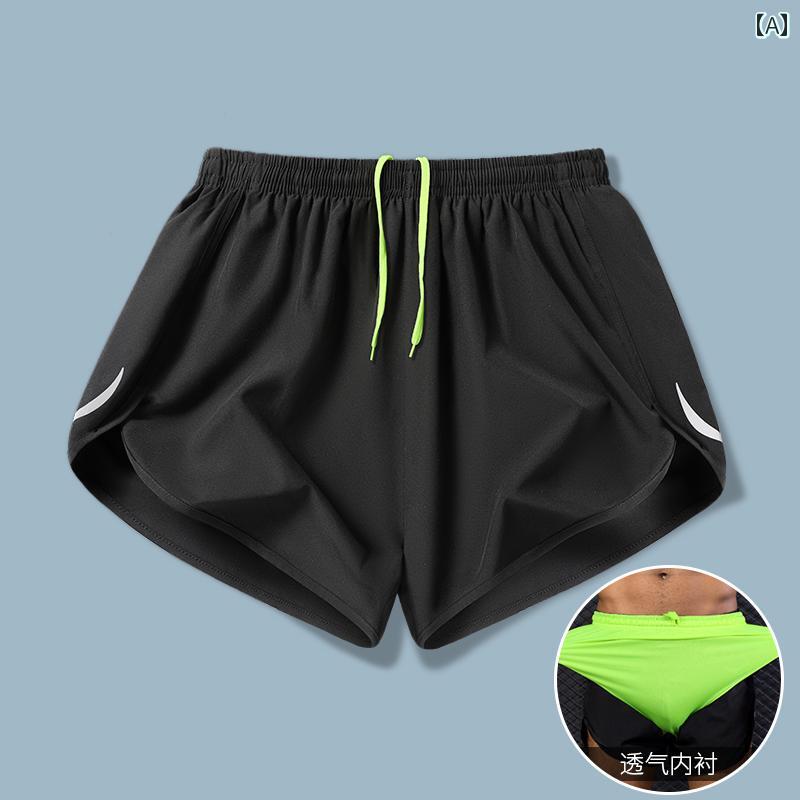 ショートパンツ メンズ ひんやり 涼しい ボトムス 短パン 伸縮性 速乾 通気 反射 大きいサイズ ゆったり ランニング ジム トレーニング スポーツ 黒 青