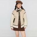 大きいサイズ レディース ジャケット 冬用 ゆったり シンプル ショート丈 フェイクムートンアイボリー カジュアル フェミニン