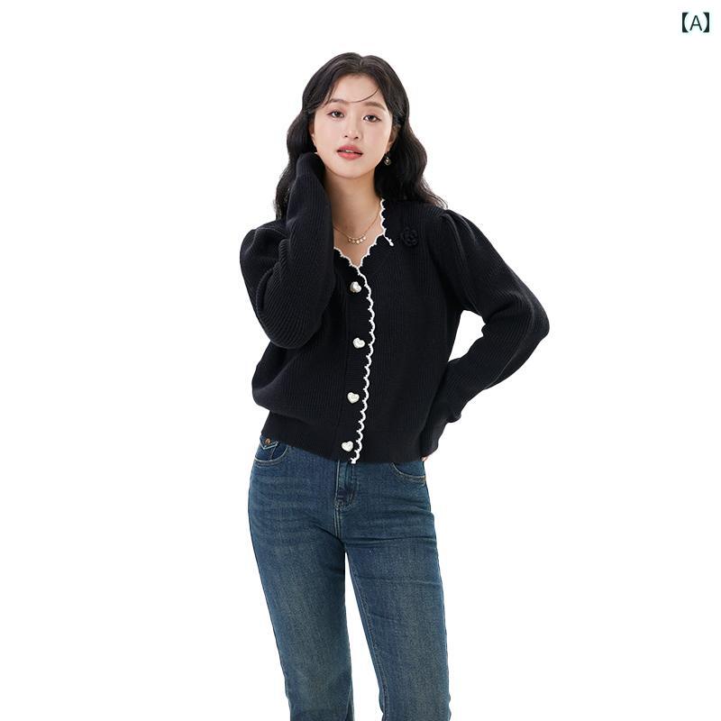 大きいサイズ レディース 黒 フリル襟 ニット カーディガン 長袖 おしゃれ 秋 サイズ豊富 体型カバー