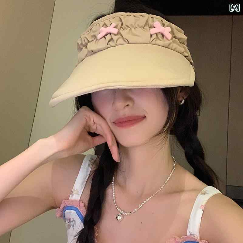 サンバイザー レディース おしゃれ リボン バイザー キャップ 日焼け防止 帽子 女性用 韓国 つば広 カジュアル 小顔効果る つば広 日除け 帽子