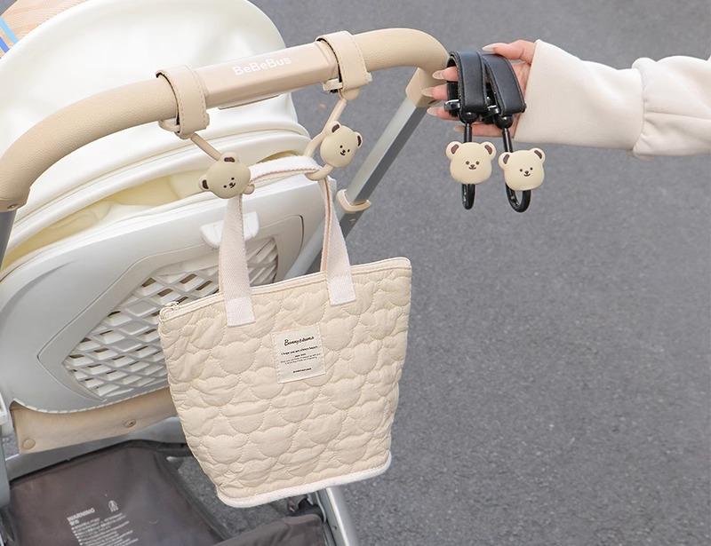 ベビーカーフック 便利 グッズ お出かけ 普段使い 耐荷重 360度回転 荷物掛け セット かわいい うさぎ くま ベージュ ピンク 黒