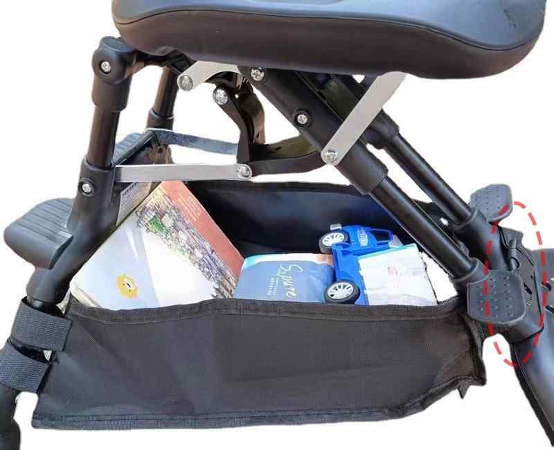 荷物かご ベビーカー カート 収納 大容量 ネットバッグ メッシュ バックル 底板 三角形 四角形 便利 グッズ ベージュ 黒 白 無地 象