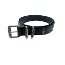 レディース ベルト 大人 メンズ レトロ ピンバックル 合金 シングルループ ワイド 太め PUレザー アシンメトリー ローラー スタッズ 彫刻 十字 おしゃれ