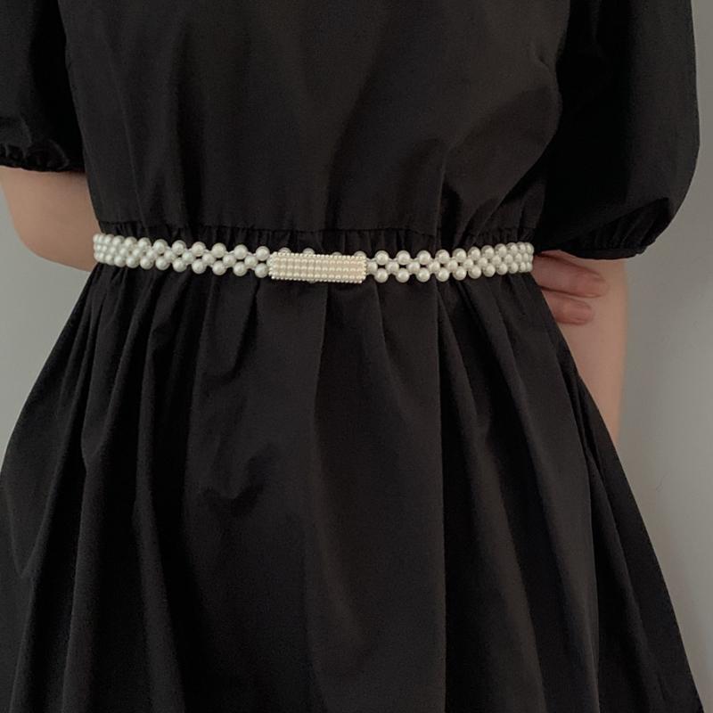 ベルト レディース ビーズ 装飾 ワンピース 細い ウエスト ヴィンテージ風 夏 ウエスト 風