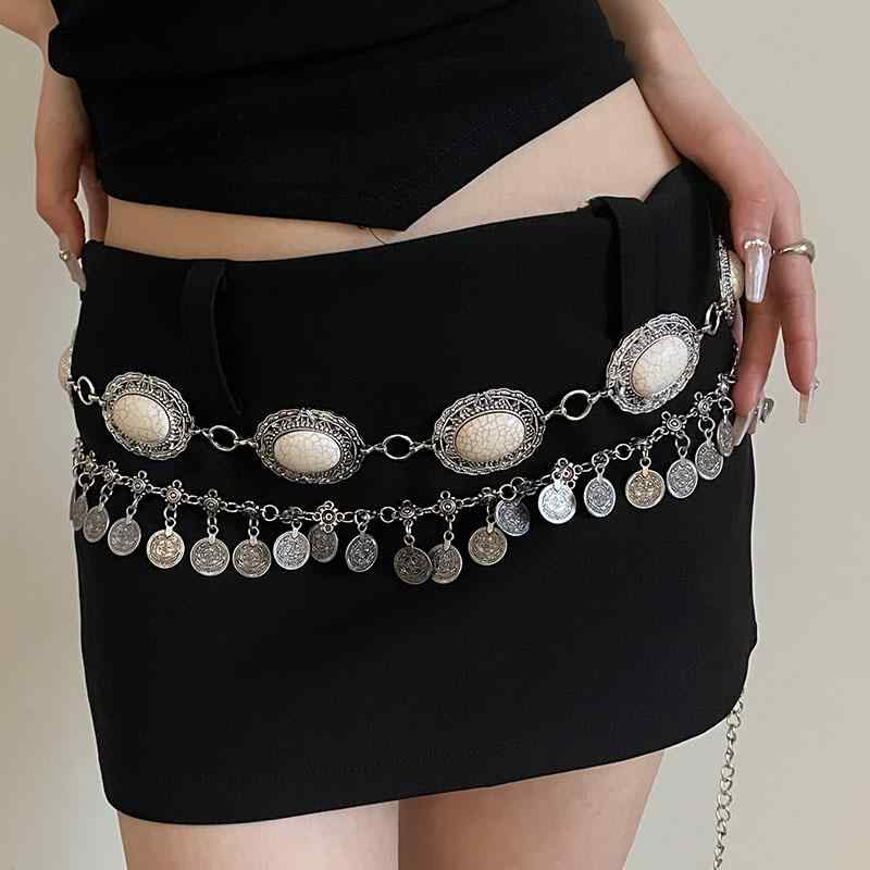 ベルト レディース おしゃれ ヴィンテージ風 メタル 韓国 魅力 エンボス アクセサリー 個性的 ウエスト 引き締め 腰飾り