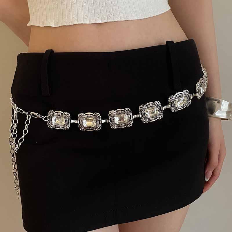 ベルト レディース おしゃれ 金属 腰 宝石 個性 アクセサリー スリム 腰飾り