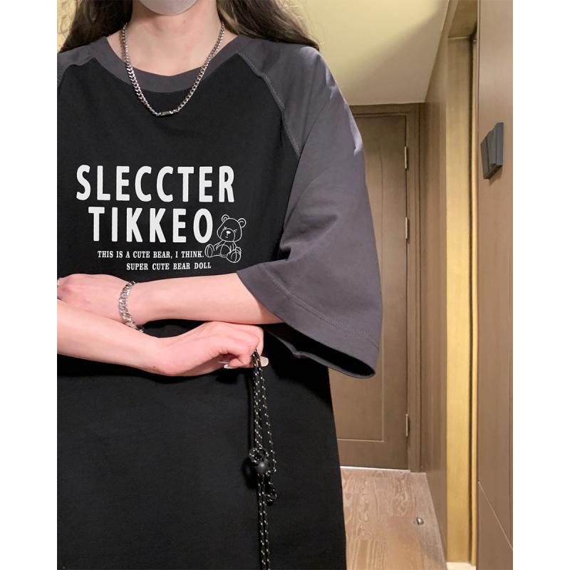 メンズ カジュアル シティボーイ ロゴ プリント 切り替え 半袖 Tシャツ 夏 ゆったり