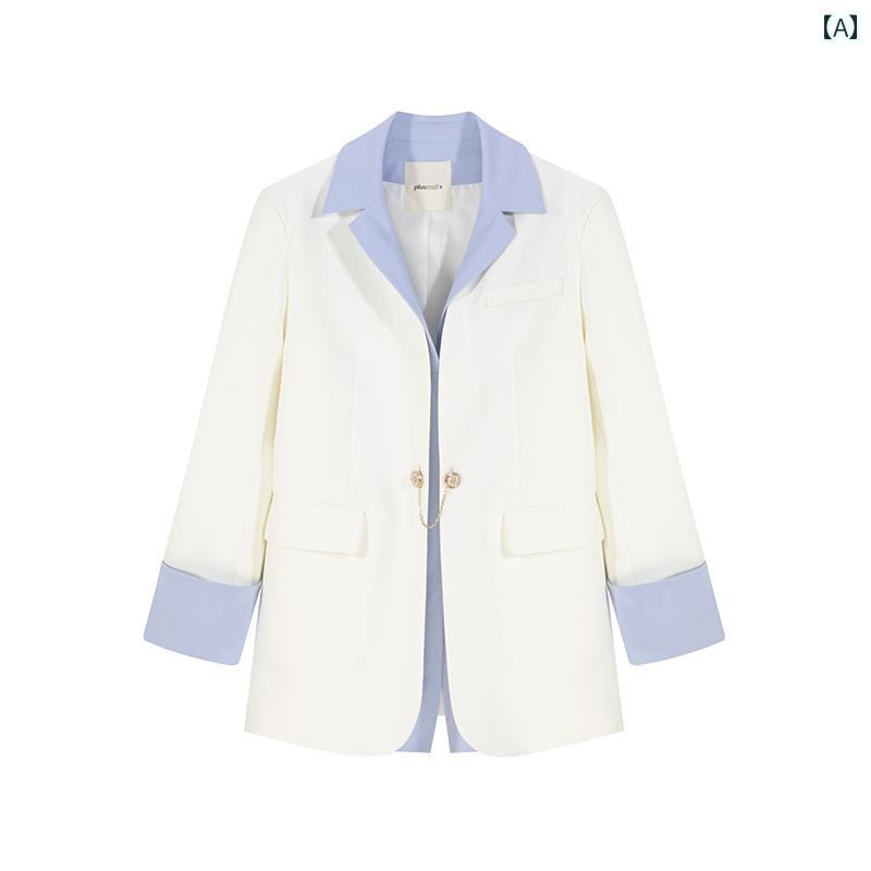 大きいサイズ レディース ライトパープル オーバーサイズ シングルブレスト ジャケット 春秋 斜紋 パッチポケット カジュアル