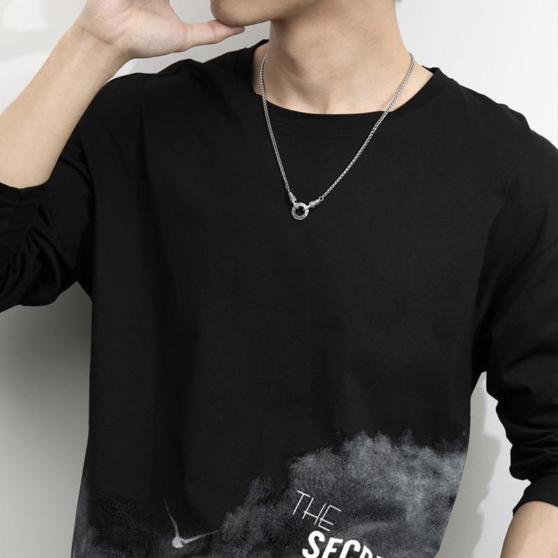 ペンダント ネックレス メンズ 民族風 アンティーク調 伝統的 六字真言 マントラ 円環 アクセサリー 装飾 チェーン お守り 個性的 スタイリッシュ おしゃれ シルバー