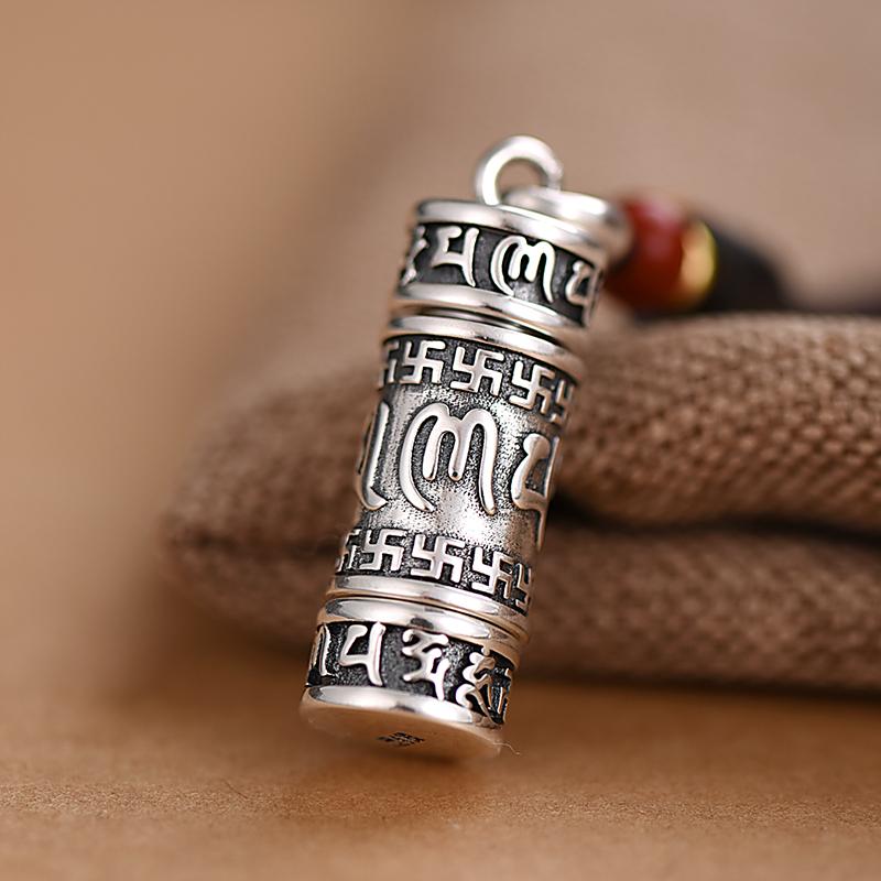 ペンダント ネックレス メンズ 中国風 アンティーク調 エスニック 六字真言 マントラ お守り アクセサリー 装飾 開閉 誕生日 プレゼント 個性的 シルバー