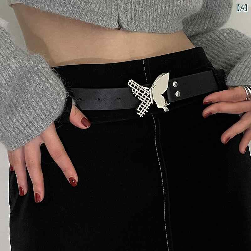 ベルト レディース おしゃれ ホワイト バタフライ 韓国 シンプル かわいい 調節 夏コーデ アクセント 黒 女性用 カジュアル