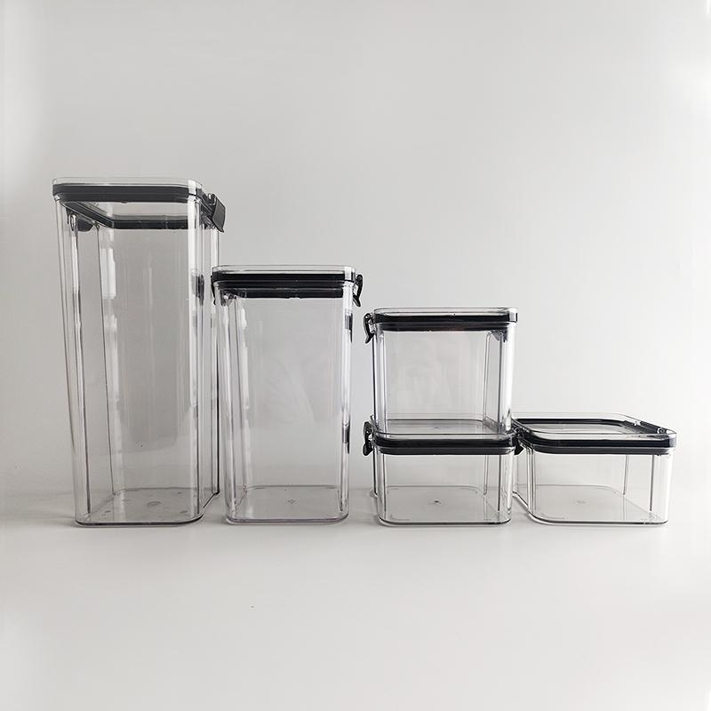 保存容器 保管 収納 密閉 密封 蓋 四角形 キッチン 家庭用 便利 グッズ プラスチック 乾物 茶葉 五穀類 クリア 透明 シンプル 北欧